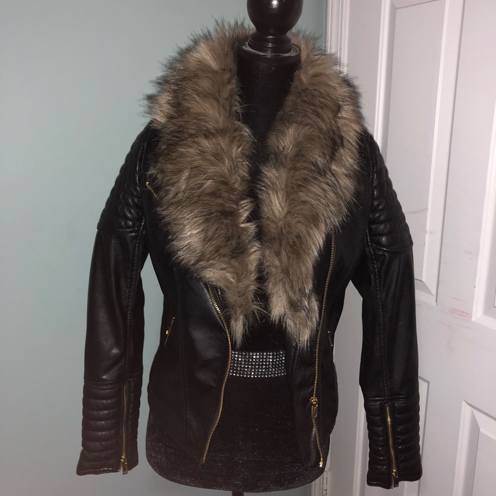 Faux Fur Leather Jacket